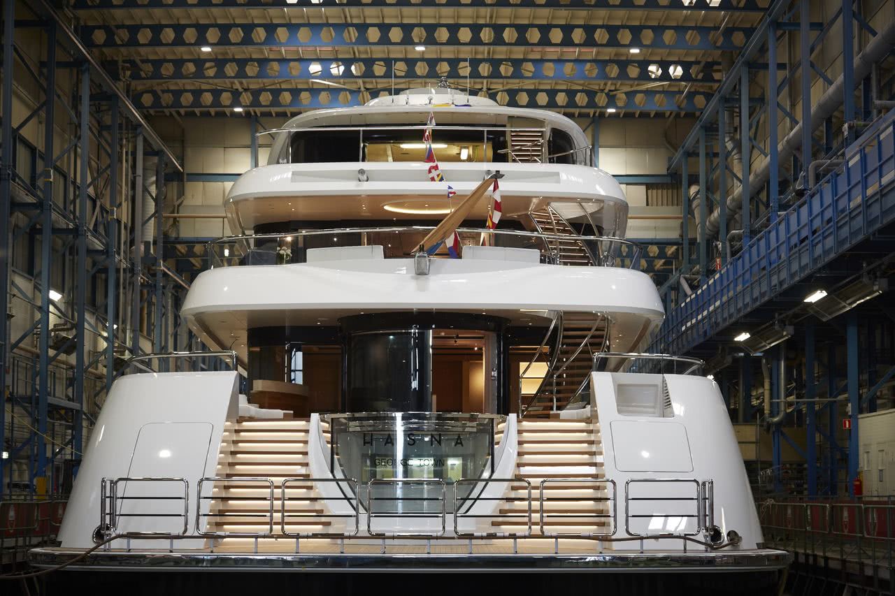 Ready to play: the 73-metre (240ft) luxury superyacht Hasna
