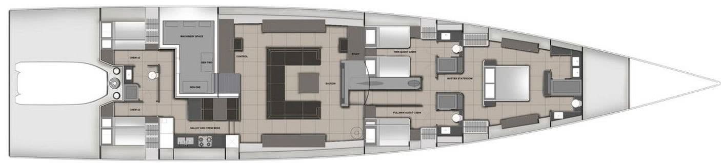 Infinity 105 Sailing Yacht with DSS Foil Layout
