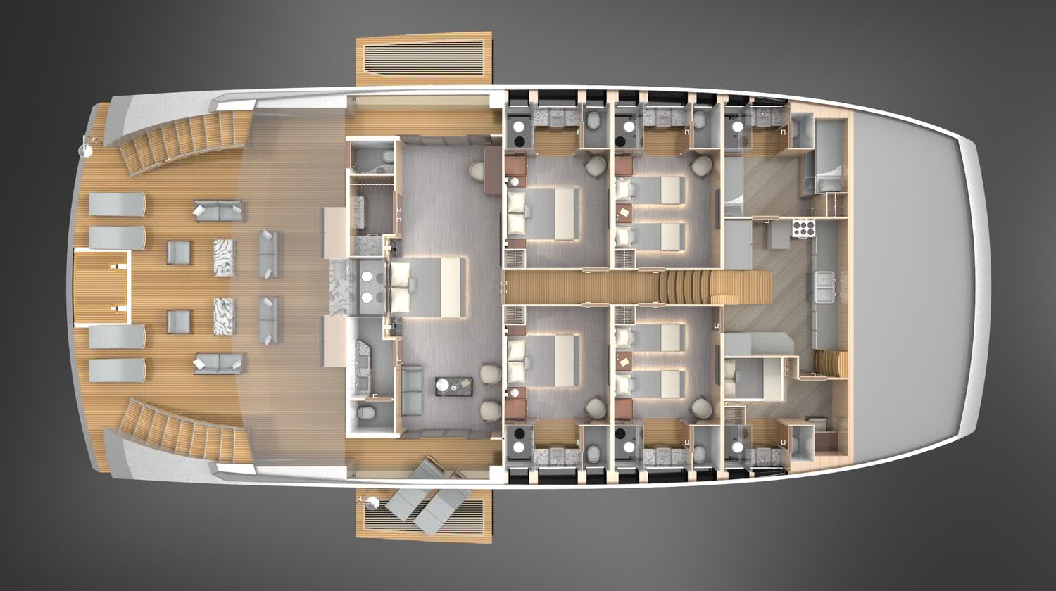 OASIS Catamaran Yacht Lazzara Ombres Architects Layout