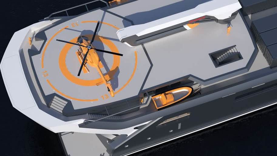REV Ocean research yacht helipad