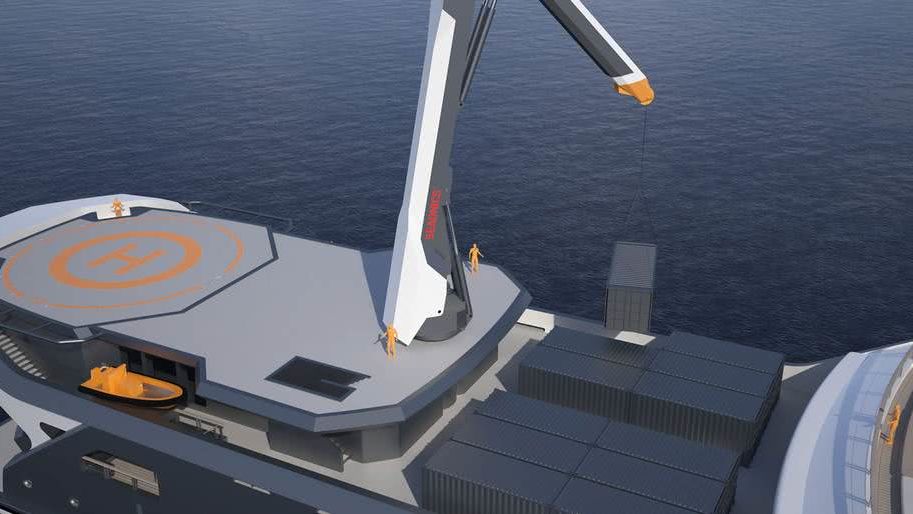 REV Ocean research yacht crane