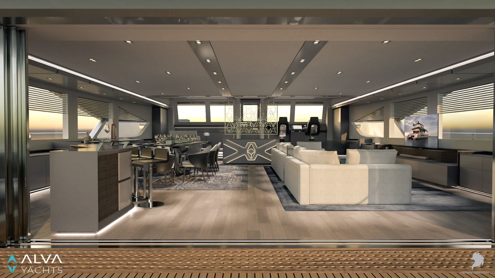 Ocean Eco 90 Electric Yacht Interior Salon
