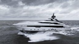 ALP Motor Yacht Heesen. Luxury yacht cruising on stormy sea