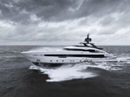 ALP Motor Yacht Heesen. Luxury yacht cruising on stormy sea