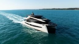 Wider Cat 92 Motor Yacht. Modern luxury yacht cruising on open sea