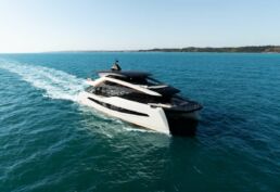 Wider Cat 92 Motor Yacht. Modern luxury yacht cruising on open sea