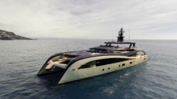 Seawolf X Yacht Rossinavi. Luxury yacht sailing on open sea