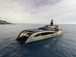 Seawolf X Yacht Rossinavi. Luxury yacht sailing on open sea