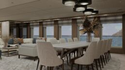 Luxury yacht interior dining and living area Heesen Yacht AGNETHA