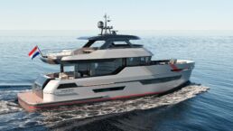 Lynx Adventure 24 meter motor yacht. Luxury yacht sailing on the open sea