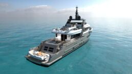 Luxury yacht rendering of 30m Explorer URSUS on open sea