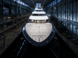 Large yacht in spacious indoor dock