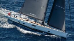 WallyWind110 Luxury sailboat cruising in blue ocean waters