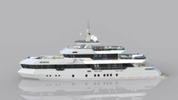 40m Explorer Yacht Abdulbaki Senol. Modern white luxury yacht design rendering