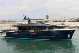 Apreamare Maestro 88 Motor Yacht. Luxury yacht docked at a marina