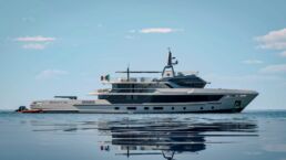 Baglietto X50 Explorer Yacht. Luxury yacht sailing on calm ocean waters