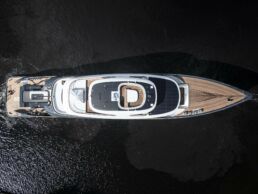 Feadship Project 713 Superyacht. Aerial view of a luxury yacht