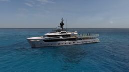 Flexplorer 165 Superyacht. Luxury yacht cruising on the open sea