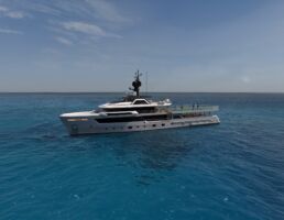 Flexplorer 165 Superyacht. Luxury yacht cruising on the open sea