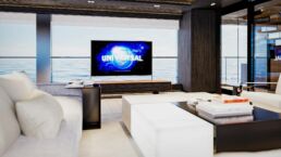 Motor Yacht GO Tankoa Yachts. Luxury yacht interior with ocean view.