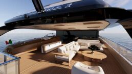 Nuvolari Lenard S1 Superyacht. Luxurious yacht deck with seating area.