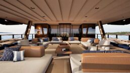 Luxury yacht interior with ocean view