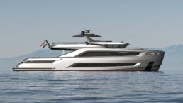 X-95 Motor Yacht Holterman. Luxury yacht sailing in ocean