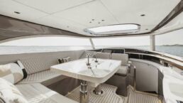 Zeelander 5 Luxurious yacht interior with ocean view.