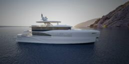 45m Yacht FU Fancy by Dada. Luxury yacht sailing at sunset