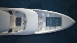 45m Yacht FU Fancy by Dada. Aerial view of luxury yacht on water.