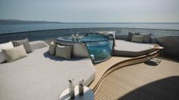 Tankoa Yachts T520 Fenice. Luxury yacht deck with hot tub and ocean view