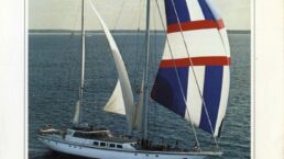 Jagare Sailing Yacht Abeking. Sailboat with colorful sails on the sea