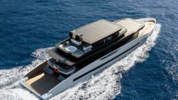 GX Superyachts 42 Raised Pilot House. Luxury yacht cruising on open ocean waters.