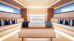 Luxury yacht bedroom with modern design